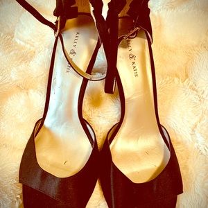 4inch black satin heels
